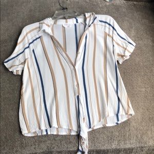 Front tie button blouse